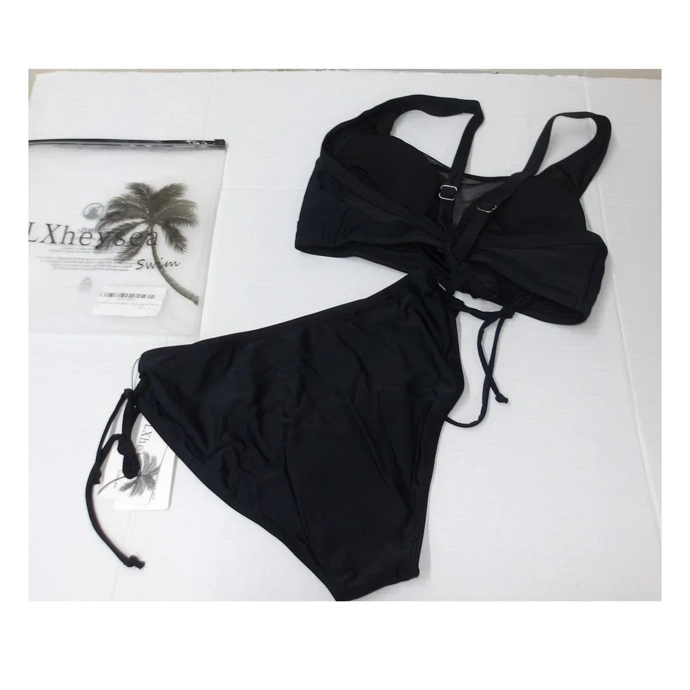 LXheysea Womens Mesh Bikini Set‎ 2 Piece Bathing Suit Black Size M / #26548